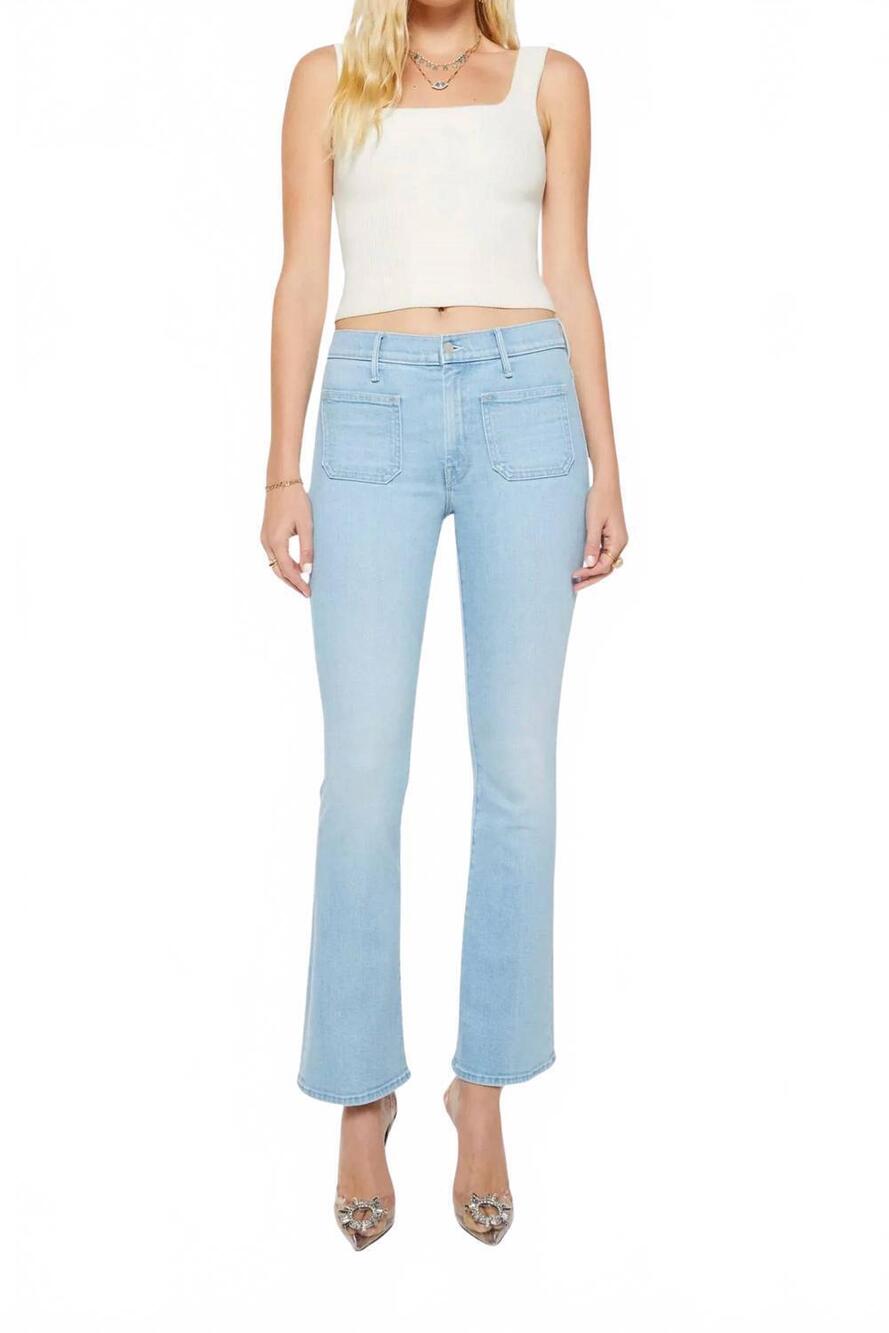 NEW MOTHER women's patch pocket weekender jean in blue